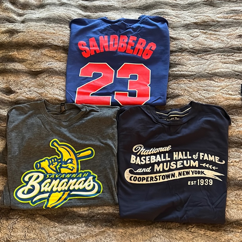 Lot of 3 great mens baseball theme tee shirts